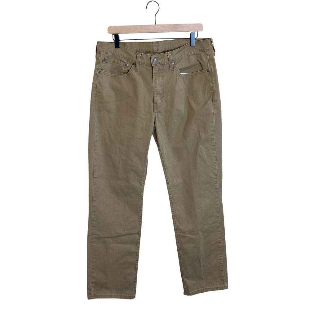 LEVI Jeans 514 Men 34x32 (Fits‎ 34x31) Tan Khaki Stretch Straight Fit Cowboy